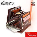 100% Genuine Leather Men Wallets Zipper Coin