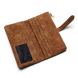 2018 New Fashion Women Wallets Drawstring Nubuck Leather Zipper Wallet Women's Long Design