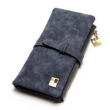 2018 New Fashion Women Wallets Drawstring Nubuck Leather Zipper Wallet Women's Long Design