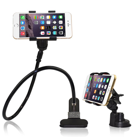 [Upgraded Version,More Flexible] BESTEKÂ® 2-in-1 Gooseneck Flexible Cell Phone Clip Holder for Bed, Car, Desktop, with Car Vehicle Windshield Suction Cup Mount for iPhone /Samsung /GPS/Smartphone/iPad Mini