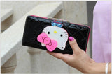 Bonjour kitty long célèbre marque designer bourse de luxe miroir magique femelle portefeuille femmes en cuir portefeuilles pour femmes carteira feminina