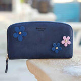 2016 Fashion Round Wallet Candy Color Floral Clutch Nubuck Leather Clutch Lady Zipper Sweet Money Purse Mobile Bag Women Wallets