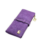 2017 7Colors Fashion Lady Bags Women Wallets PU Drawstring Nubuck Leather Zipper Purse Card Holder Long Wallet 2 fold ClutchJ417