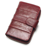 2017 New Style Layer Of Import Oil Wax Cowhide Medium Paragraph Buckle Leather Wallet Women's High Quality Purse