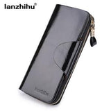 2017 Genuine Leather Wallet Female Women's RFID Blocking Wallet Big Travel Zipper Wallets for Women Ladies Long Phone Holder
