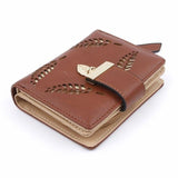 2017 Design Women's Purse Zipper Leather Ladies Wallet Women Luxury Brand Small Female Wallet Hollow Leaves for credit cards