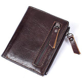 Men Wallets Genuine Leather Wallet for Credit Card  Holder Zip Small Wallet Man Leather Wallet Short Slim Coin Purse Men 604