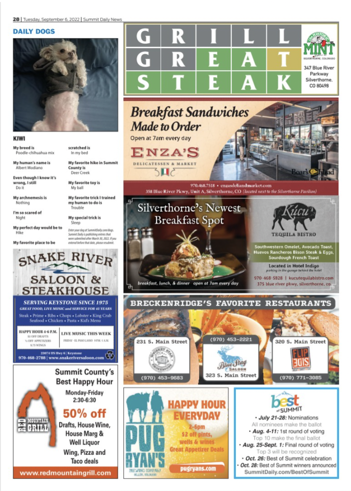 Want to see your pet in the newspaper? Submit them for the Summit Daily’s Daily Pets series.