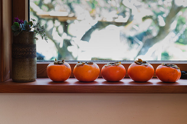 Nicola Galloway: Dried persimmon slices + Persimmon, pumpkin seed & tahini-toasted muesli