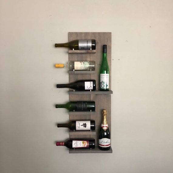VH Rustic Wine Rack, Spice Rack, Wall Mounted Wine Bottle Holder & Display Shelf by DistressedMeNot