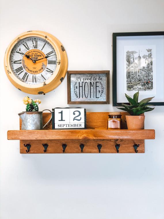 Coat Rack with Shelf, foyer organizer, Shelf, organizer, Entryway Organizer, Towel Rack, Key Hooks, Wall Mounted Coat Rack, Leash Holder, by NativeRange