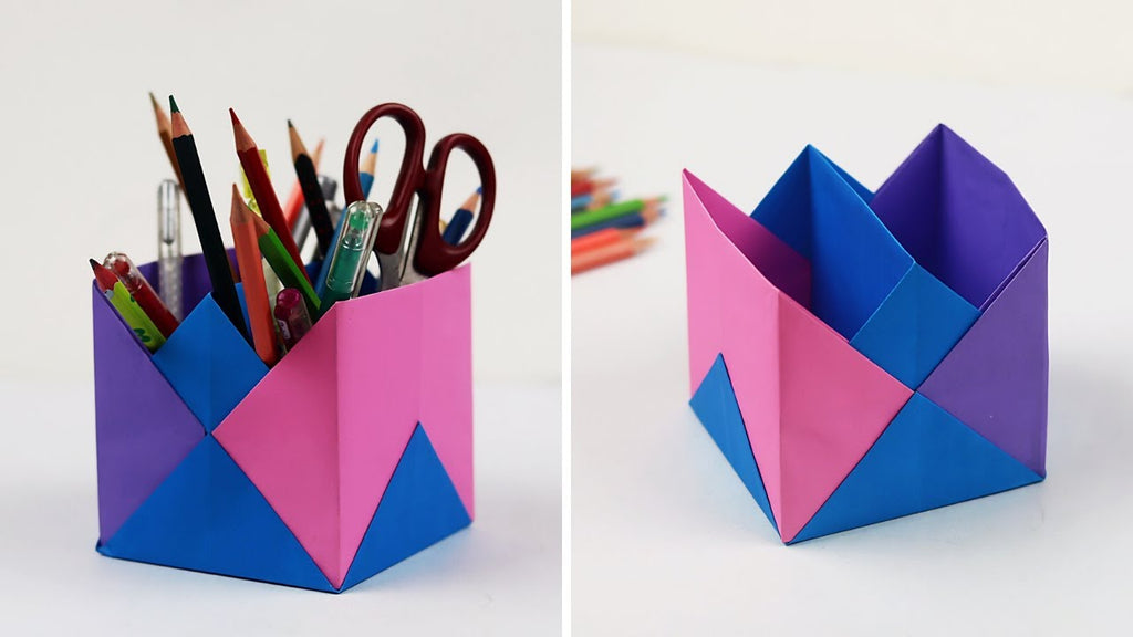 Easy Paper Pen/Pencil Holder | How to Make a Paper Pencil Stand | Origami Pen Holder by Craftastic (9 months ago)