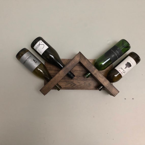 Zig Zag Wine Rack, Z Geometric Rustic Wood Wine Bottle Display Chunky Primitive by DistressedMeNot
