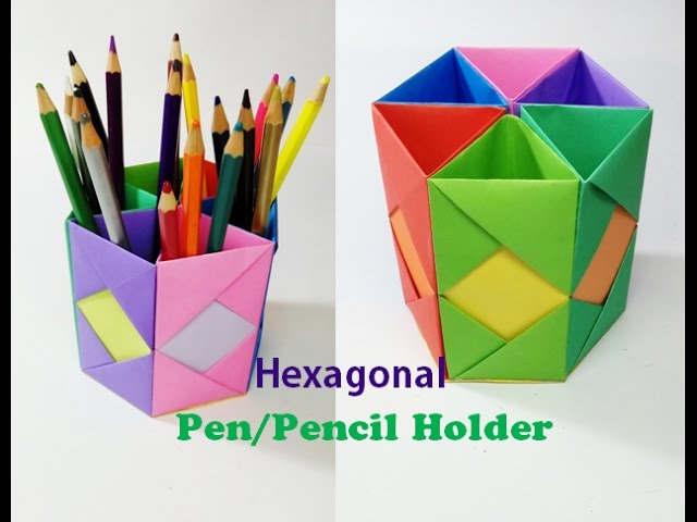 How to Make Pen Stand || Origami Pen Holder || Paper Pencil Holder||Hexagonal Pen Holder by Craftastic (4 years ago)