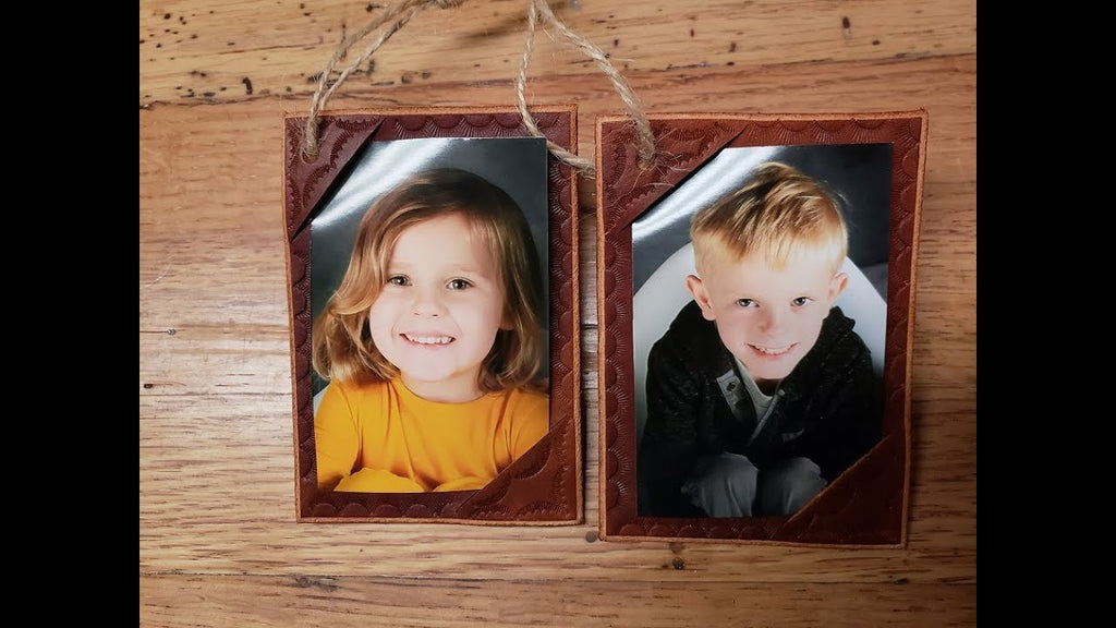 In this video I make some simple photo holder leather Christmas tree ornaments.