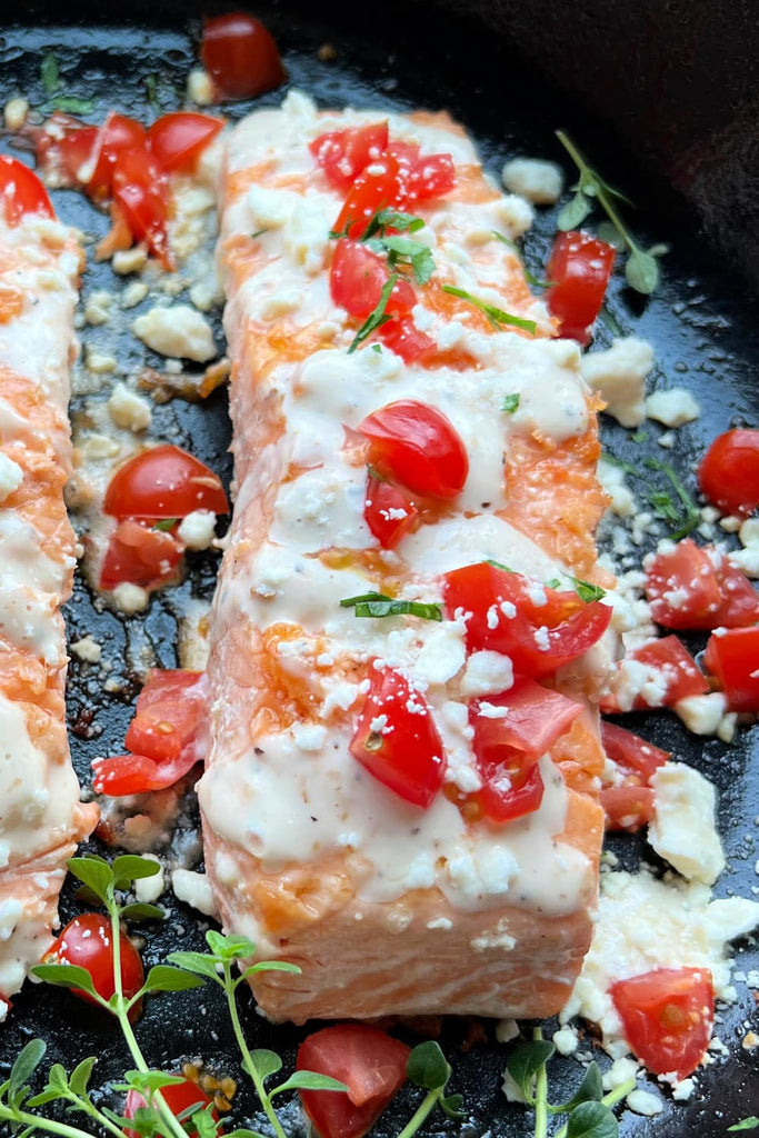 Caesar Salmon with Feta Cheese