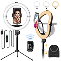 10" LED Desk Dimmable Selfie Ring Light with Tripod Stand & Phone Holder only $7.49