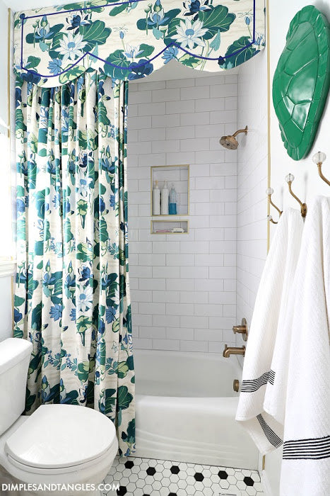DIY SHOWER CURTAIN AND CORNICE BOARD TUTORIAL