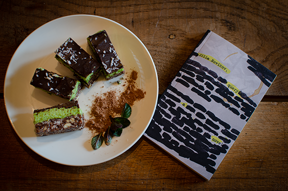 Vegan Nanaimo bars paired with Query