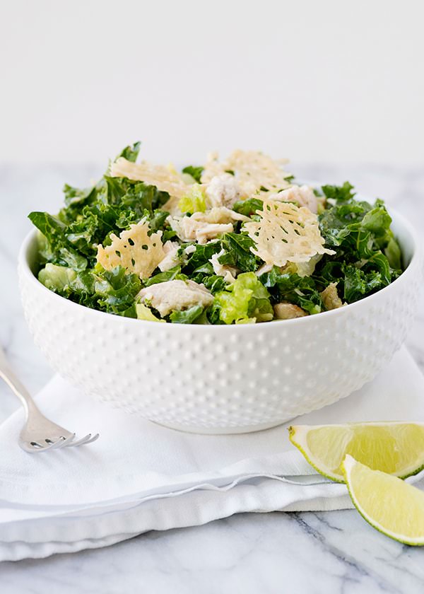 Kale Caesar Salad with Parmesan Crisp Croutons