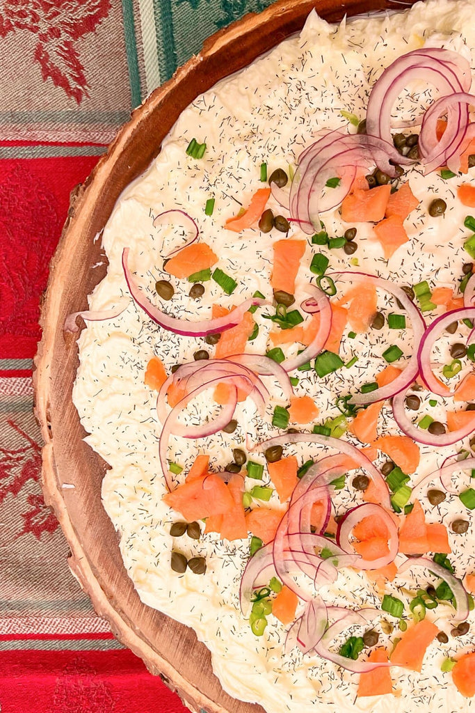 Smoked Salmon Brie Cheese Butter Board with Bagels