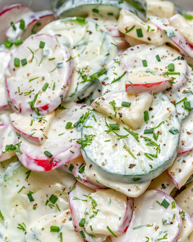 Quick & Easy Crisp Creamy Cucumber + Apple Salad!