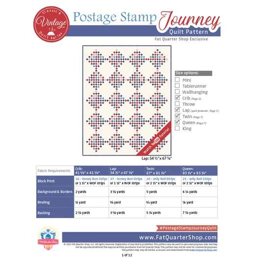 Postage Stamp Journey Classic Quilt Pattern