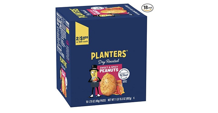 Planters Sweet and Spicy Dry Roasted Peanuts, 1.75 oz. (18-Pack) Only $4.67 Shipped!