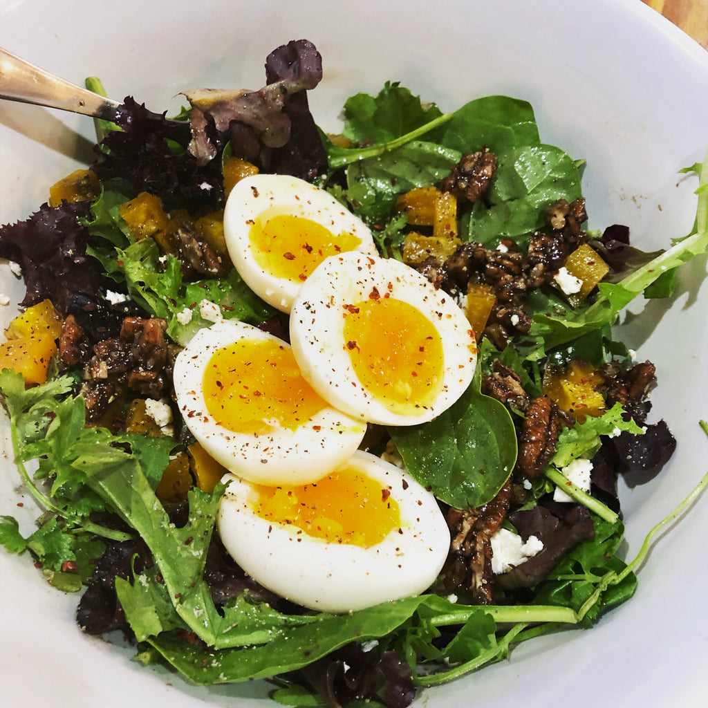 Spring Mix Salad with Golden Honey Beets, Feta, and Candied Pecans