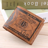 1 pc US Dollar Bill Wallet Brown PU Leather Wallet Bifold Credit Card Photo Thrifty worldwide