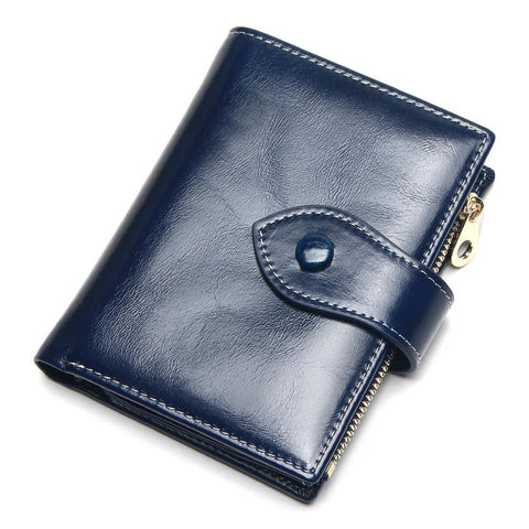 100% Genuine Leather Women Short Wallet Female Small Walet Fashion Lady Mini Zipper Money Bag Vallet Coin Purse Card Holder