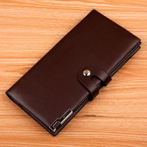 18.5cm x 9cm x 1.5cm Ho Fashion Novelty Men Long Section Button Bifold Business Leather Walle Card Coin Walle Purse