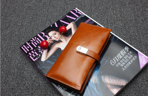 2016 New Ho Classic Women's Walle Vintage Genuine Leather Hand Bags Women's Clutch Walle Long Purse Cion Purse WMB0093