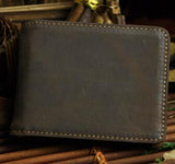 2016 New Top Quality Cattle Men male Vintage Real Genuine leather Small Slim Card Holder Cash Clip Mini Handy Walle Purse 1055