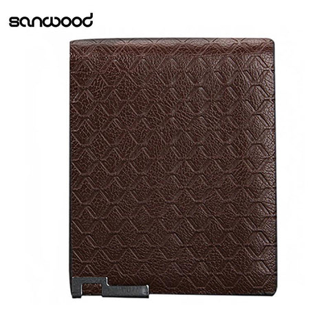 2016 NewMen's Shor Faux Leather Tartan Pattern Zipper Walle Card Money Clutch BillfoldDiscoun Carteira 9XYK