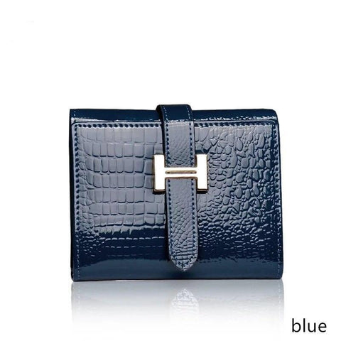 2017 Patent leather short ladies small zipper purse purse purse female crocodile leather wal