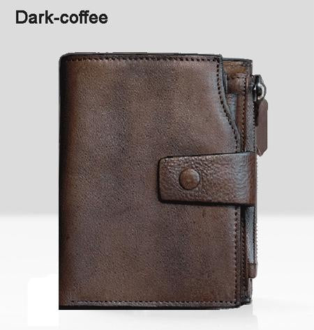 2017 Fashion Vintage Genuine Leather Walle men Walle leather men purse vertical shor money bag male walle card holder