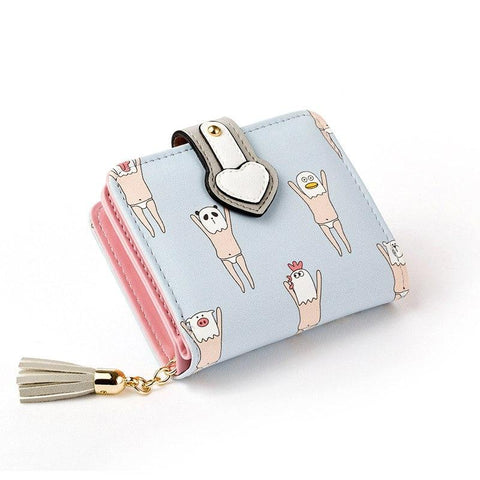 2017 Korean Cute Anime Cat Leather Trifold Hasp Mini Wallet Women Small Clutch Female Purse Brand Coin Card Holder Dollar Price