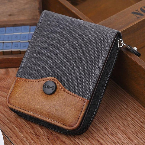 2017 Limited New Men Casual Patchwork Hasp Mini Wallets Jeans Canvas Double Capacity Big Man Shor Wallet, Zero Wallet