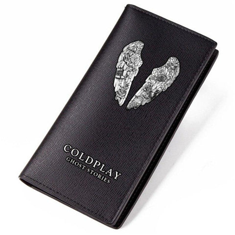 2017 New Britpop Coldplay Gho Stories UniSex Rock Shor Walle Pu Leather Men Long Coin Purse Black Organizador Card Holder