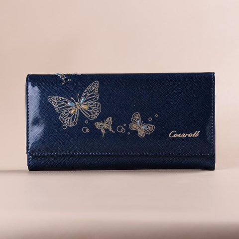 2017 New Design Cowhide Leather Wallet Women Luxury Brand Fashion Butterfly Pattern Long Womens Wallets and Purses Ladies Clutch