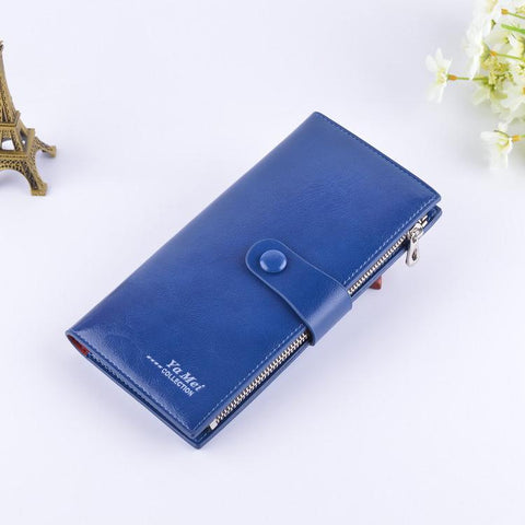 2017 New Oil Wax Leather Multi Card Long Woman Luxury Brand Men Women's Purse Carteras Mujer