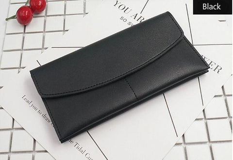 2017 New Sale Pure Color Women Long Wallets High Quality PU Material Multicolor Contracted Fashion Brand Design Cute Girl Purse