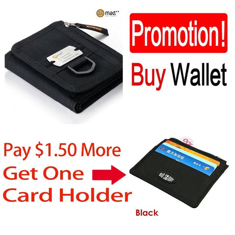 2017 Nuevo Diseño tríptico masculino para los hombres boy corto carpeta ocasional negro joven diseñador novedad de seguridad Nylon monedero coin id pocket case