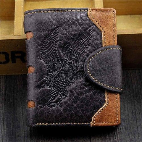 2017 Top Quality New Arrival Genuine Leather Walle Wolf&Eagle Totem Men Wallets Luxury Dollar Price Vintage Male Purse Coin Bag