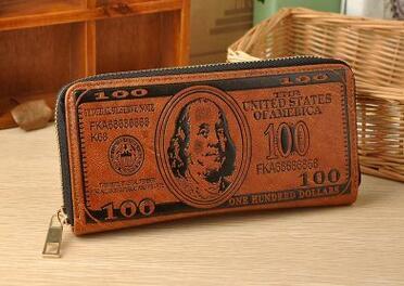2017 Vintage US Dollar Walle High Quality Fashion Clutch Wallets Purse Ho Sale Character Money Purse