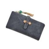 2018 Dull Polish Retro Leather Women Wallet Long Purse Vintage Solid Multiple Cards Holder Clutch
