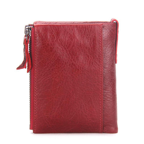 2018 Fashion Genuine Leather Women Wallet Bi-fold Wallets ID Card Holder Coin Purse With  Double Zipper Small Women&#39;s Purse