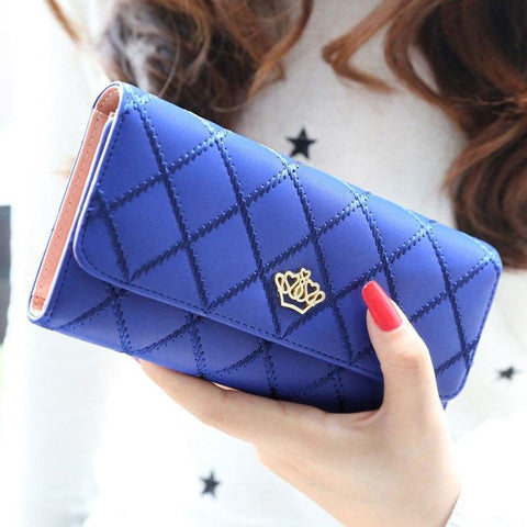 2018 Fashion Mini Women Clutch Long Purse Leather Girls Cute Diamond checkered lines Girls Birthday