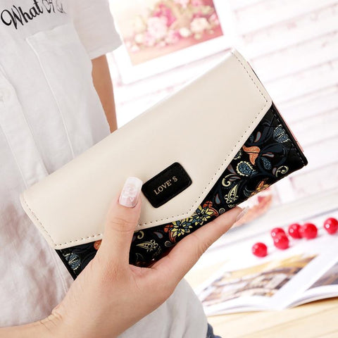 2018 Fashion Women Wallet Embroidered Flowers Purse Female Cell Phone Wallet Pocket Pouch